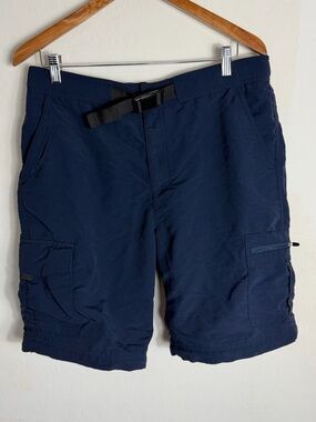 Men's Navy Cargo Shorts with Built-In Webbing Belt